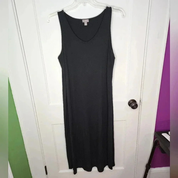 J Jill Wearever Collection Stretch Black Knit Sleeveless Maxi Dress Size Large - Picture 1 of 3